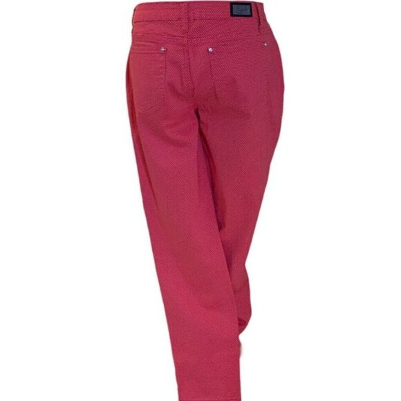 Earl Jean Womens Skinny Jeans Size 8 Salmon Polka Dot - Picture 1 of 15